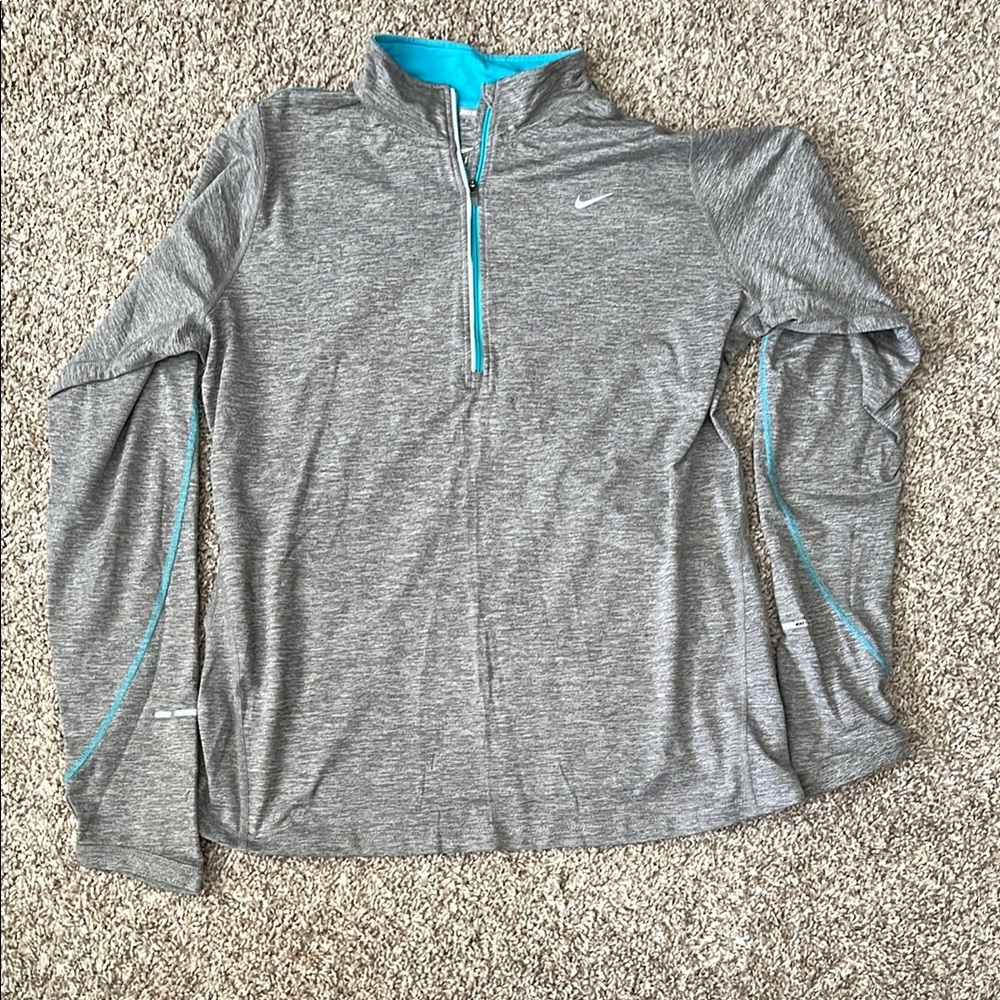Nike Gray and Blue Quarter-Zip Pullover